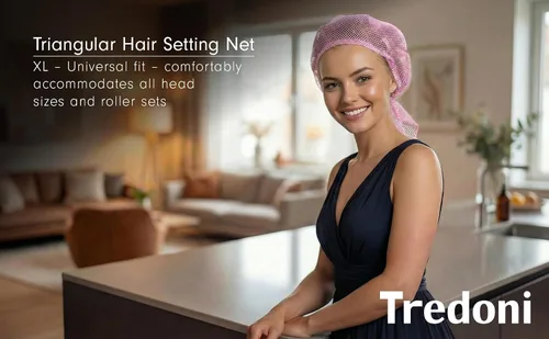 Vista 2 de Tredoni Red triangular de ajuste de cabello de 47 x 33 pulgadas, resistente al calor, universal, soporte para rollos de rizador, red de secado