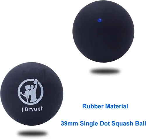 Vista 5 de J Bryant Squash Balls - Paquete de 4 bolas de goma de punto azul para principiantes y niños