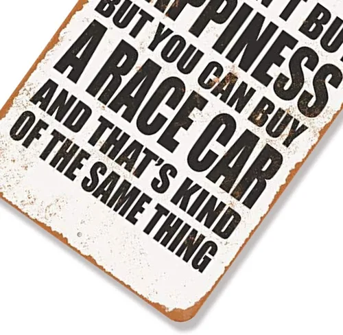 Vista 5 de Letrero de metal de aluminio de 8 x 12 pulgadas - You Can't Buy Happiness But You Can Buy a Race Car - Aspecto vintage