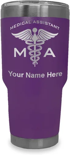 Vista 11 de LaserGram Taza aislada al vacío de 20 onzas, asistente médico MA, grabado personalizado incluido (negro)