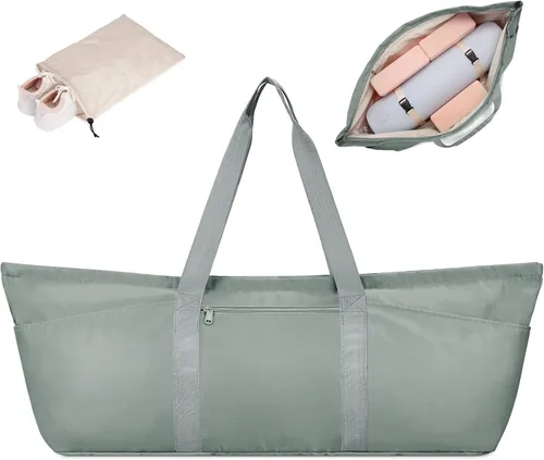 Vista 8 de Bolsa grande para esterilla de yoga con compartimento para zapatos y bolsillo impermeable, bolsa de gimnasio para pilates con soporte para esterilla