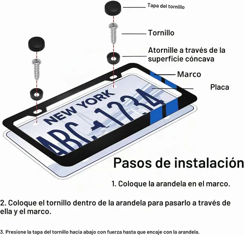Vista 4 de YOSRTER 2 marcos de matrícula de aluminio para accesorios Dodge, marco de cubierta de matrícula, cubierta de matrícula mate, decoración delantera