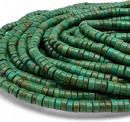 Vista 7 de ABCGEMS - Cuentas de turquesa verde Hubei Freeform Smooth Heishi 0.394 in