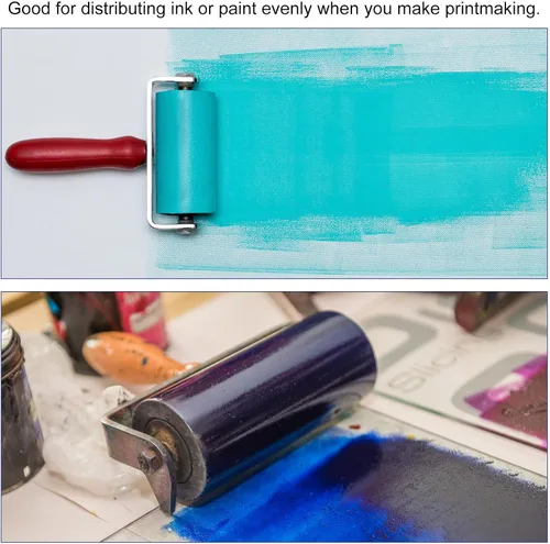 Vista 5 de PATIKIL Rodillo de goma de 6 pulgadas, herramientas de rodillo de goma dura antideslizante para papel tapiz, manualidades, impresión, tinta