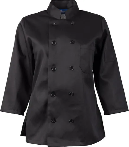 Vista 8 de KNG - Abrigo de chef para mujer, color negro