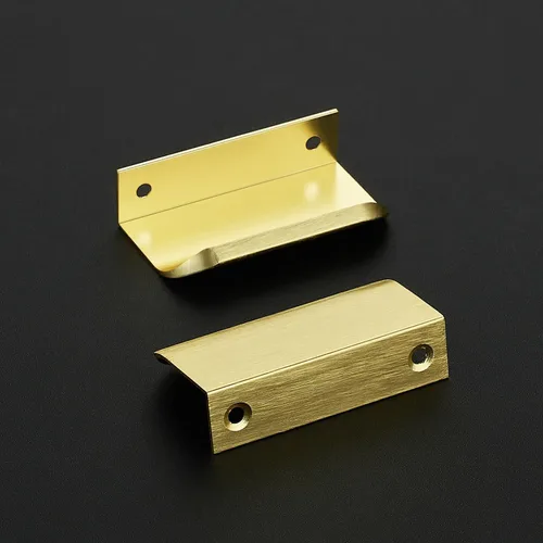 Vista 2 de Ravinte Hardware Paquete de 6 Manijas Doradas para Gabinete, Tiradores de Borde de Dedo de 3 Pulgadas (76mm), Centro de Orificio de 2 Pulgadas