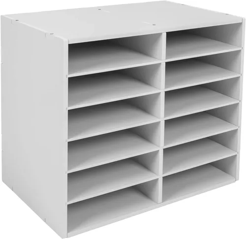 Vista 10 de Organizador de literatura, moderno organizador de literatura de escritorio de PVC, 12 ranuras, organizador de buzón de literatura rectangular