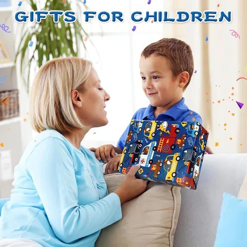 Vista 6 de BWLOIES Papel de regalo para niños y niños, hojas de papel de regalo de cumpleaños con coche de policía, camiones de bomberos, grúa, ambulancia
