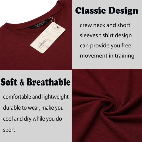Vista 5 de COOFANDY Camiseta de entrenamiento muscular para hombre, camiseta de manga corta para gimnasio, culturismo, moda