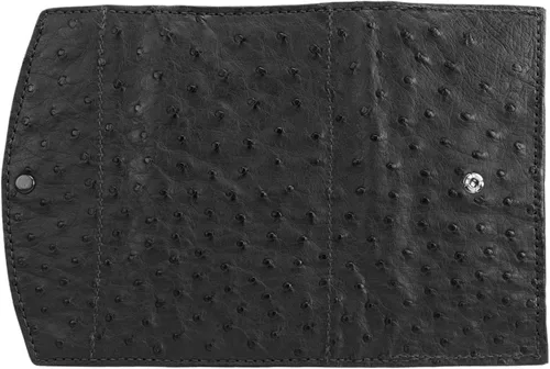Vista 3 de Cartera de piel de avestruz auténtica hecha a mano.