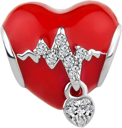 Vista 2 de CharmSStory Cuentas de abalorios para pulsera europea para siempre y siempre flecha a través de un corazón Cobre vidrio