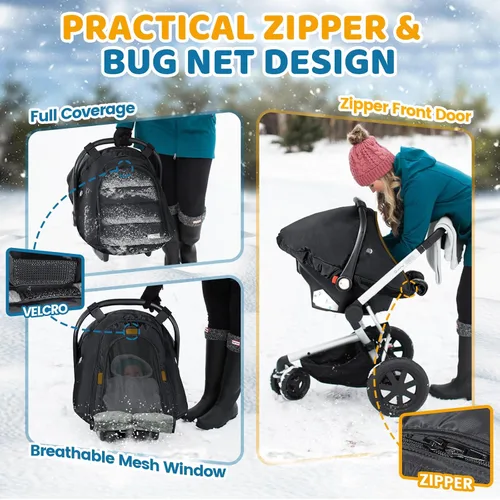 Vista 3 de Orzbow Funda de asiento de automóvil de invierno para bebé Funda impermeable para asiento de automóvil infantil compatible con asientos