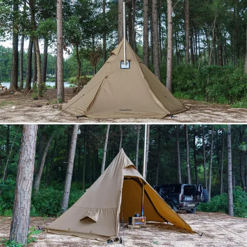 Vista 2 de FIREHIKING Tienda de campaña caliente para 2-4 personas Tipi con estufa Jack para mochileros Caza 11'6" x 6'11" with Stove Jack