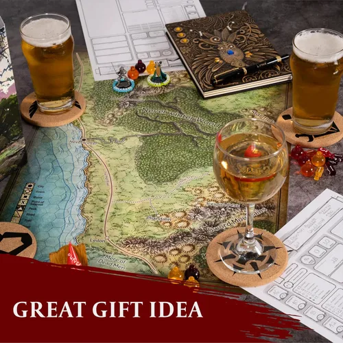 Vista 7 de HQ - Posavasos DND de corcho – Juego de 12 posavasos clase +1 DM Icon – Gran regalo nerd para jugadores de D&D, jugadores, DM, hombres o mujeres