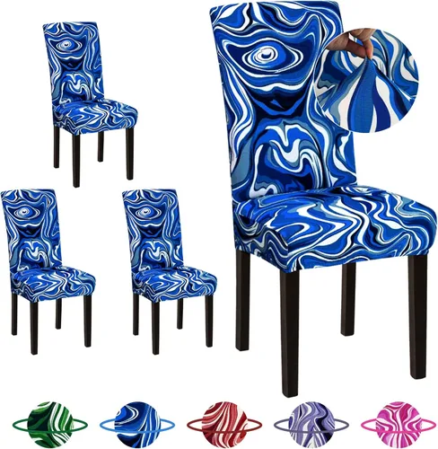 Vista 13 de Sufdari Juego de 4 fundas para sillas de comedor, color beige, antideslizantes, de elastano, elásticas, para comedor, hotel (Grande)