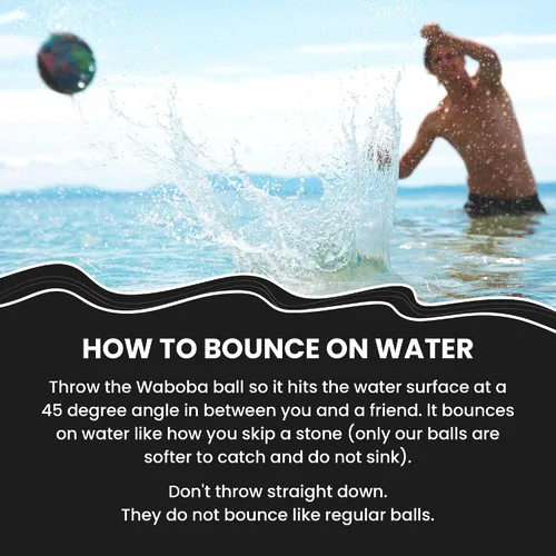 Vista 6 de Waboba Juguete de pelota de saltar agua para juegos de piscina y playa, regalo de pelota de rebote de agua para niños y adolescentes - Pro Blue Waves