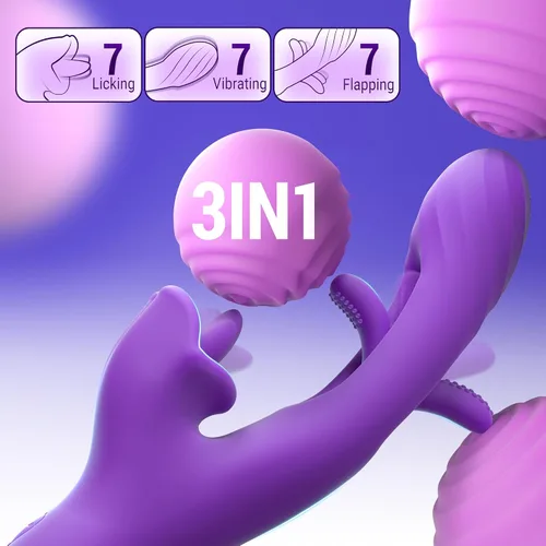 Vista 2 de Luzine Vibradores Juguetes Sexuales para Mujeres, Juguetes para Adultos Vibrador Dildo de Lengua con 7 Modos de Lamer y Aletear, Vibrador de Empuje