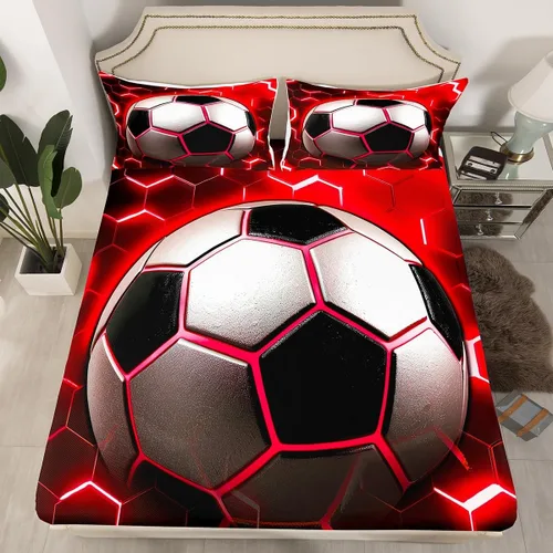 Vista 14 de Erosebridal Graffiti Rugby Ball Sheets for Boys Girls Colorful Rugby Helmet Fitted Sheet,Sports Kids Bedding Sets Football Game Bed Sets Twin 2 Piece