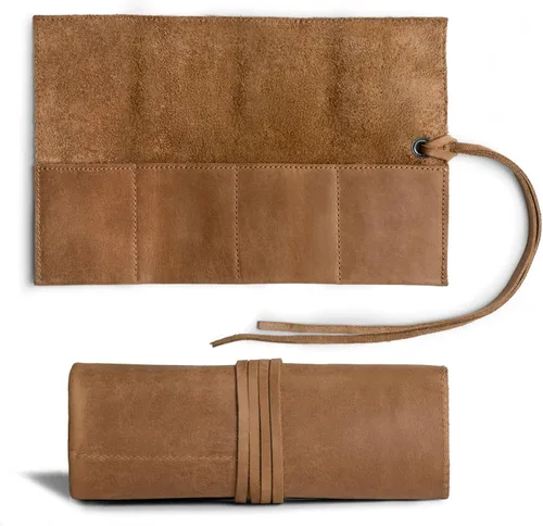 Vista 2 de Hide & Drink, Organizador de rollos de reloj de cuero hecho a mano de cuero de grano completo, con capacidad para hasta 4 relojes, fácil de llevar