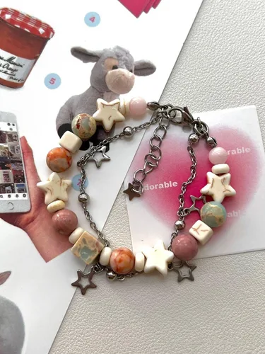Vista 5 de Y2K Pulseras Acubi Estrellas con Cuentas de Doble Capa Cadenas Fairycore Grunge Joyas Downtown Girl Coquette Accesorios