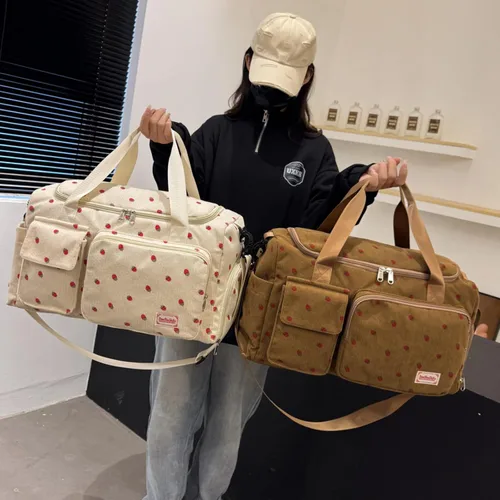 Vista 406 de Pequeña bolsa de gimnasio para mujer, bolsa de viaje con compartimento para zapatos