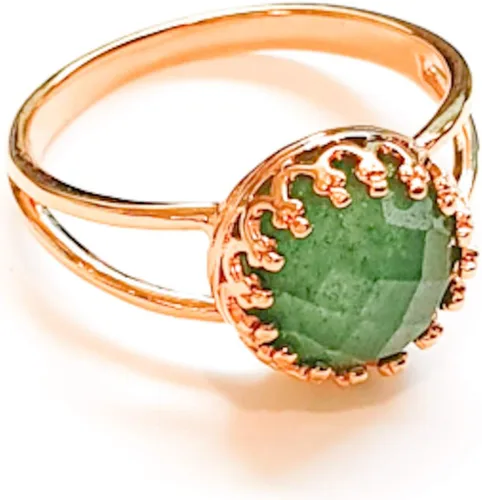 Vista 2 de Anillo de jade relleno de oro de 14 quilates con piedra natural de piedra preciosa ajuste princesa