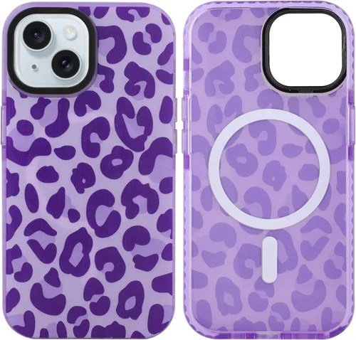 Vista 41 de SAKUULO Funda magnética para iPhone 11 Pro Max [Compatible con MagSafe] Patrón de Estampado de Leopardo Gris Claro Funda de Carga Inalámbrica