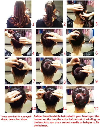 Vista 2 de Redecilla de malla para el cabello, reutilizable, invisible, con borde elástico y de 20 pulgadas Negro 10pcs