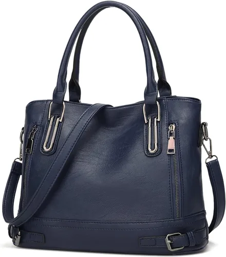 Vista 9 de FANDARE Bolso de mano vintage para mujer, bolso bandolera de piel sintética, impermeable