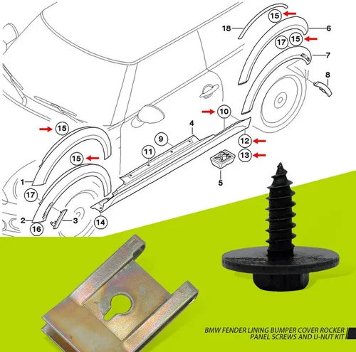 Vista 6 de Pack-40 Tornillos para cubierta de parachoques, clips multiusos de tuercas en U, kit de sujetadores de carrocería de automóvil, retenedores