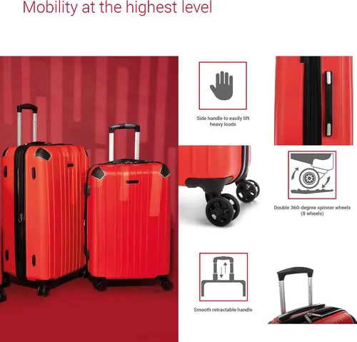 Vista 3 de PVG Collection - Juego de equipaje de carcasa rígida de 3 piezas, maletas expandibles con ruedas giratorias de 360 grados, mango retráctil