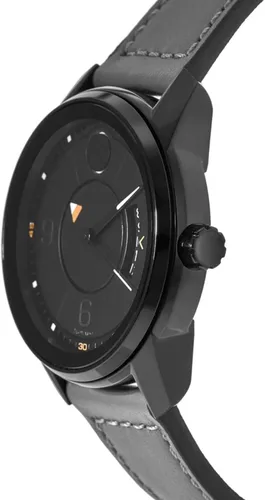 Vista 2 de Movado Bold 3600695 - Correa de cuero gris con esfera negra Trend Verso para hombre, Negro