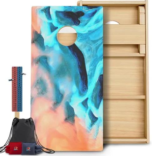 Vista 14 de CornholeGamesUSA Pro - Juego de tablas de Cornhole Fabricado en Estados Unidos Abedul báltico 3/4 Sin rebote Patas triples gruesas Dos 132