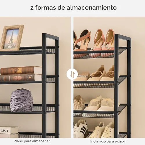 Vista 4 de Nunsino Zapatero, organizador de zapatos de metal grande, capacidad máxima para 50 pares, estante de almacenamiento de zapatos de 8 niveles