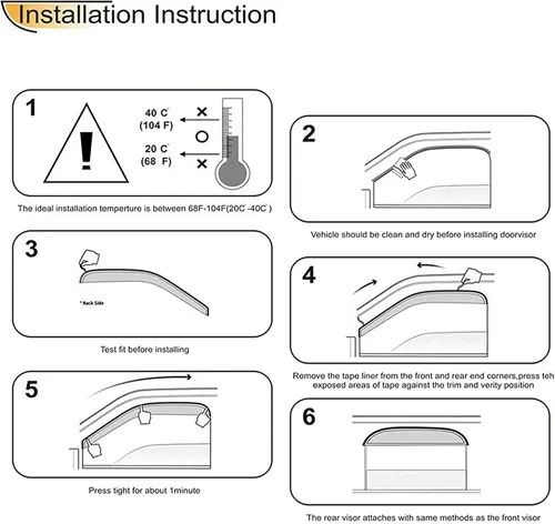 Vista 7 de munirater Reemplazo del deflector de protección contra la lluvia de la visera lateral para Mazda 3 Hatchback 2004-2009