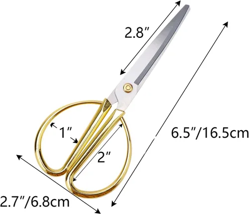 Vista 3 de NatSumeBasics Tijeras doradas de 6.5 pulgadas, tijeras de sastre vintage de acero inoxidable, tijeras de modista de tela profesional para escuela