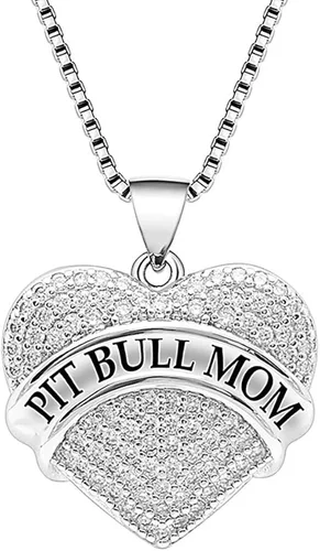 Vista 5 de Ginger Lyne Collection Pit Bull Mom Heart Necklace Pendant Box Chain Puppy Dog Doggie Jewelry for Woman Girls