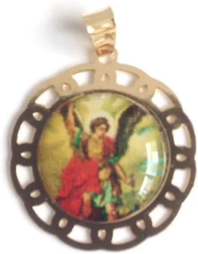 Vista 4 de SIFRIMANIA Medalla Religiosa Católica Chapada en Oro con Cadena Espiral para Niños y Mujeres