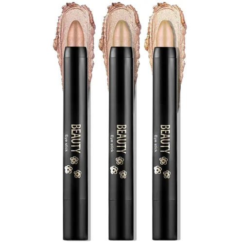 Vista 31 de Boobeen Sombra de ojos en barra impermeable con lápiz de sombra de ojos en crema brillante, kit de maquillaje de ojos con purpurina fácil de usar