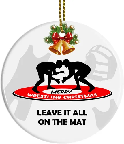 Vista 9 de Adorno de Navidad de lucha libre 2025, adornos de luchador niño para árbol de Navidad, decoración colgante de madera con temática deportiva, regalos