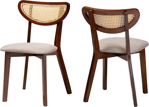 Vista 10 de Baxton Studio Dannell Mid-Century - Juego de sillas de comedor de 2 piezas de tela crema y madera con acabado negro