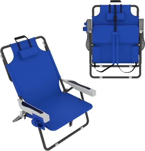 Vista 8 de MUPATER Silla plegable portátil, tumbona plegable para patio al aire libre con bolsillo desmontable, sillas de playa para adultos resistentes