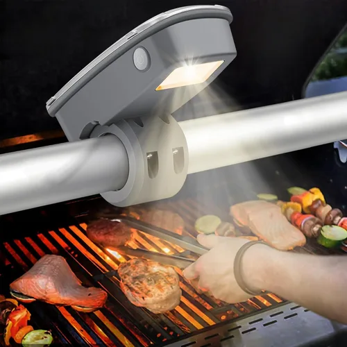 Vista 2 de Luz de parrilla recargable, rotación flexible de 360°, luz LED de mango de barbacoa, carga tipo C, batería de larga duración de 6 horas, accesorios