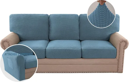 Vista 14 de H.VERSAILTEX Fundas elásticas para sillas de varias piezas, fundas para cojines ajustables para asiento y respaldo
