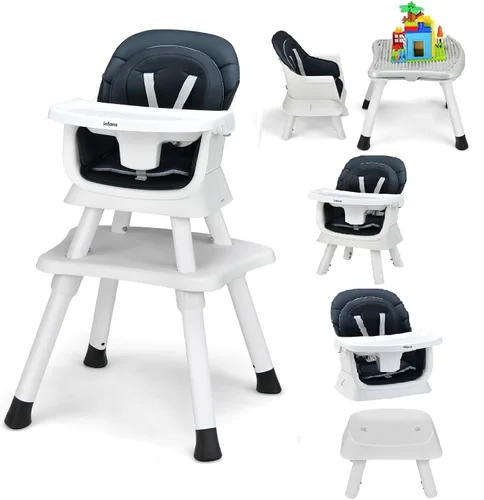 Vista 15 de INFANS Silla alta 8 en 1 para bebés y niños pequeños, asiento elevador Azul bebé