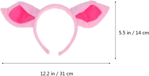 Vista 8 de Beaupretty Diadema con orejas de cerdo para Halloween y cosplay, diadema de animales de felpa para mujeres y niñas, color rosa