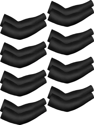 Vista 11 de Mudder 8 Pairs UV Sun Protection Cooling Arm Sleeves for Men Women Youth Silk Compression Arm Cover Breathable Outdoors Sport Negro