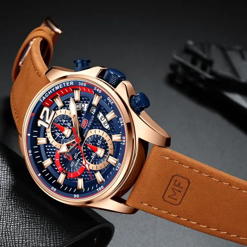 Vista 4 de KXAITO Relojes para hombre, reloj cronógrafo deportivo militar, resistente al agua, correa de cuero de silicona luminosa, relojes casuales