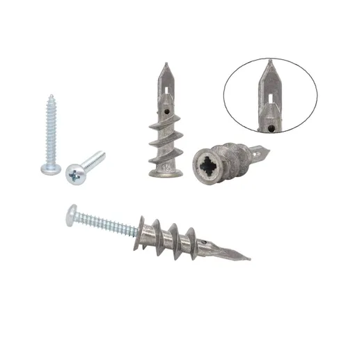 Vista 4 de Anclajes autoperforantes de zinc para paneles de yeso con kit de tornillos de acero inoxidable, anclajes de pared de metal resistente y tornillos #8