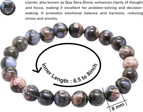 Vista 806 de Amazing Gemstone Pulsera de cristal para mujeres y hombres, pulsera de cristal curativo de protección, pulsera elástica con cuentas de piedras